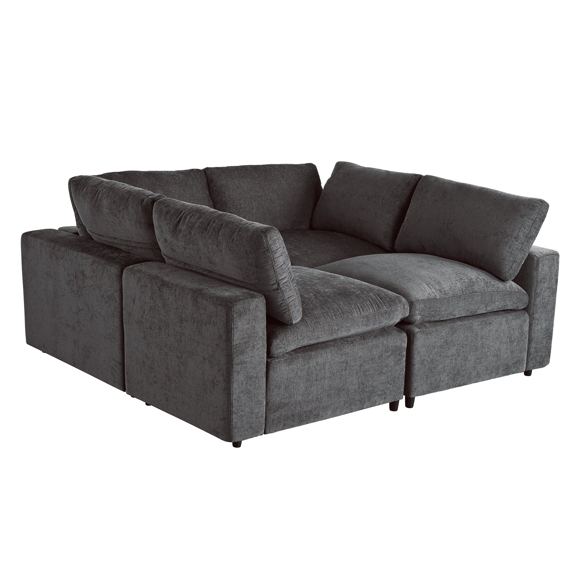 U-style Upholstered Modular Sofa with with Storage Space, USB Charge Ports,Wireless Charging and Built-in Bluetooth Speaker in Arm,Sectional sofa for Living Room Apartment.[old sku:WY000317AAE]