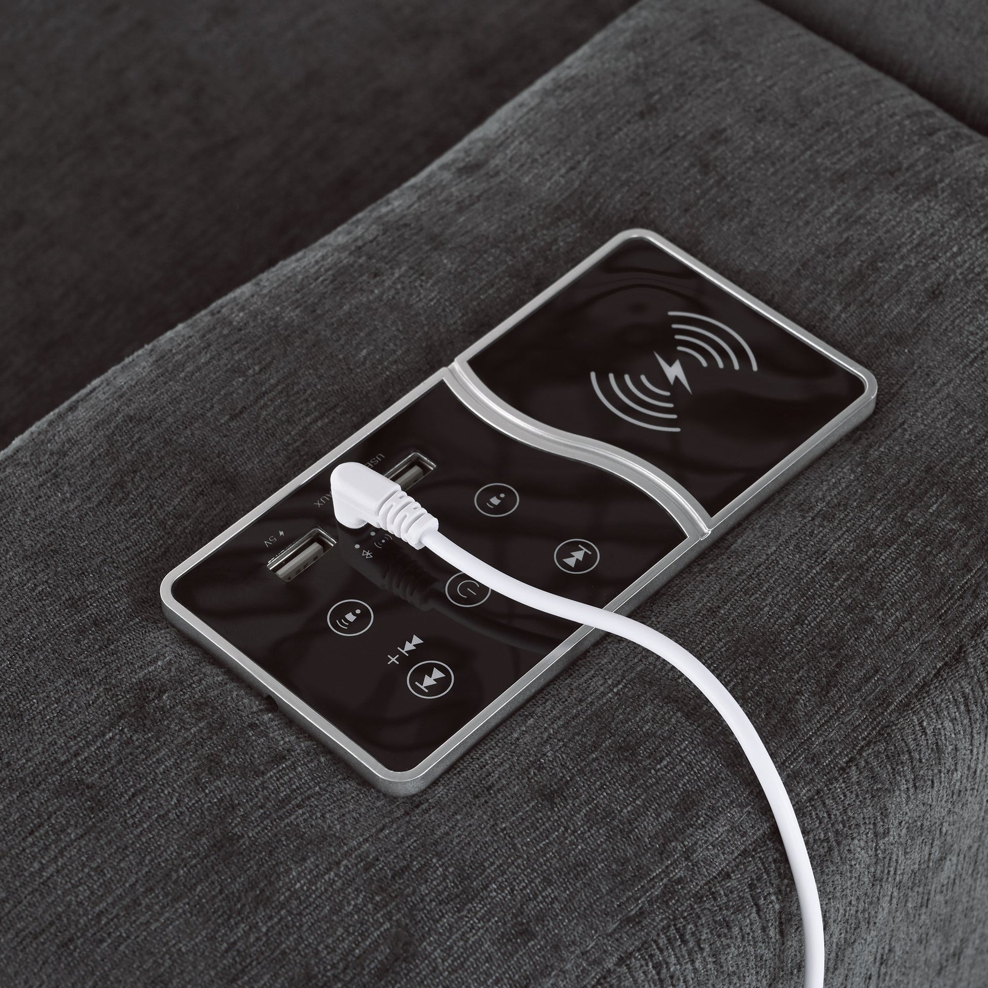 U-style Upholstered Modular Sofa with with Storage Space, USB Charge Ports,Wireless Charging and Built-in Bluetooth Speaker in Arm,Sectional sofa for Living Room Apartment.[old sku:WY000317AAE]