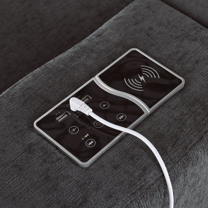 U-style Upholstered Modular Sofa with with Storage Space, USB Charge Ports,Wireless Charging and Built-in Bluetooth Speaker in Arm,Sectional sofa for Living Room Apartment.[old sku:WY000317AAE]