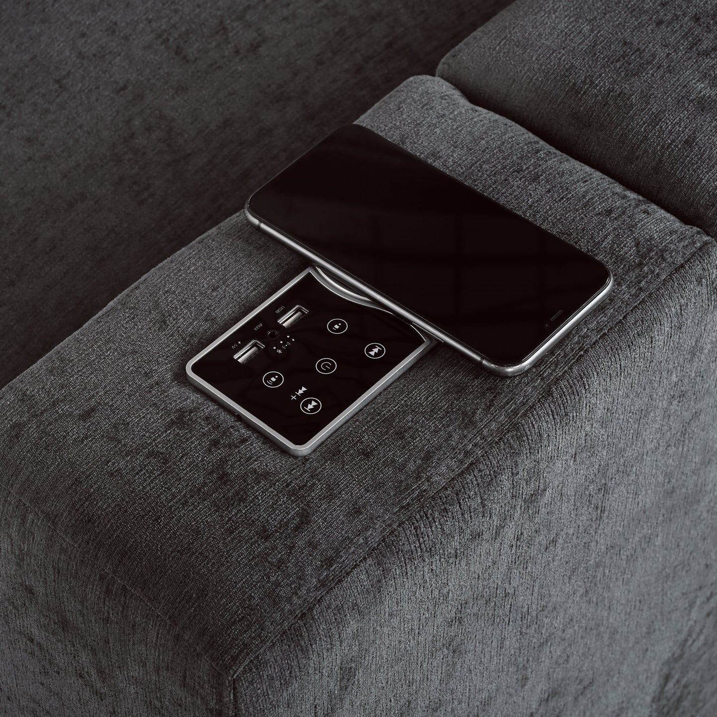 U-style Upholstered Modular Sofa with with Storage Space, USB Charge Ports,Wireless Charging and Built-in Bluetooth Speaker in Arm,Sectional sofa for Living Room Apartment.[old sku:WY000317AAE]