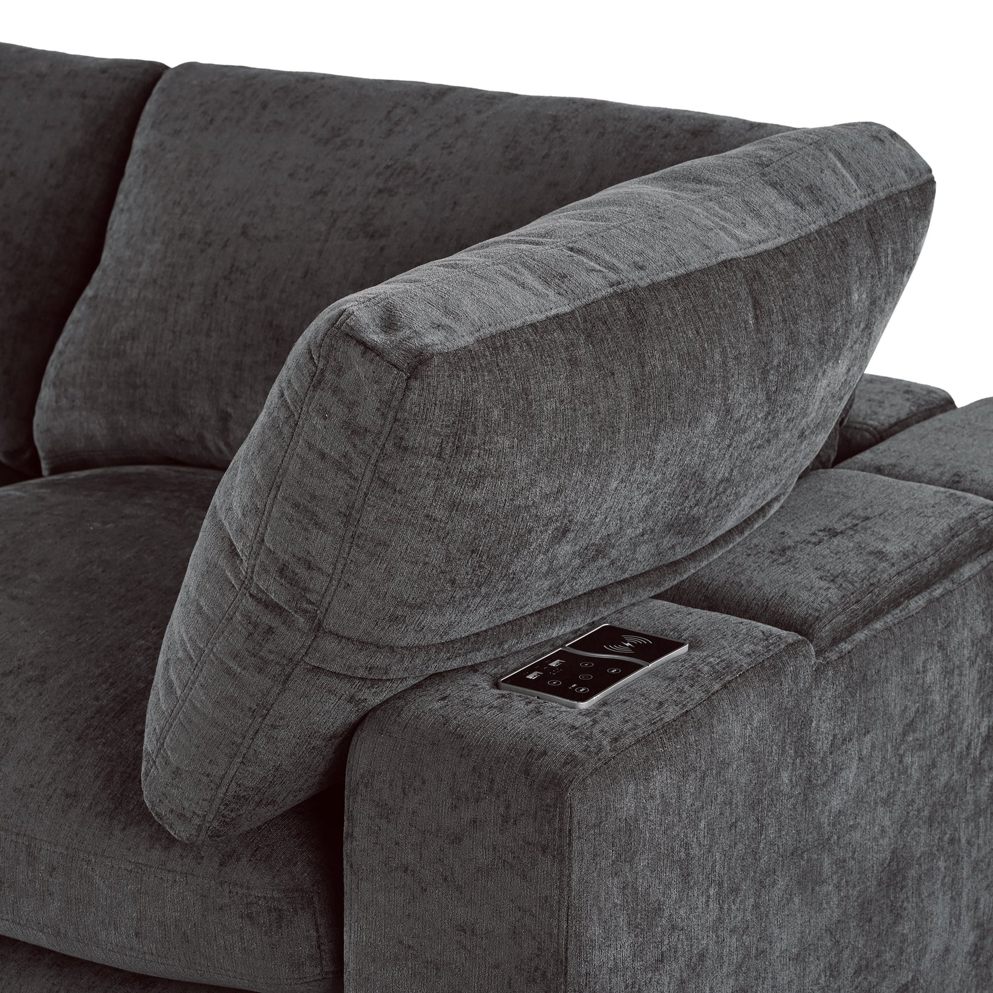 U-style Upholstered Modular Sofa with with Storage Space, USB Charge Ports,Wireless Charging and Built-in Bluetooth Speaker in Arm,Sectional sofa for Living Room Apartment.[old sku:WY000317AAE]