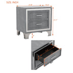 2-Drawer Nightstand with Metal Legs for Bedroom, Mid Century Nightstand Fully Assembled Except Legs and Handles,Velvet Bedside Table-Gray