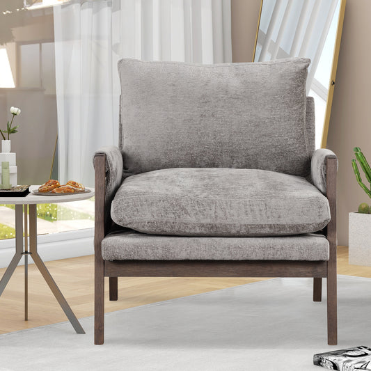 Kelly Mid-Century Modern Velvet Accent Armchair, Gray