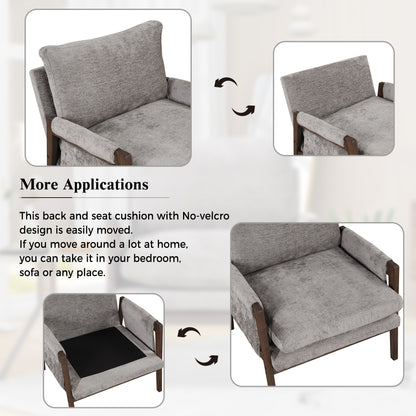 Kelly Mid-Century Modern Velvet Accent Armchair, Gray