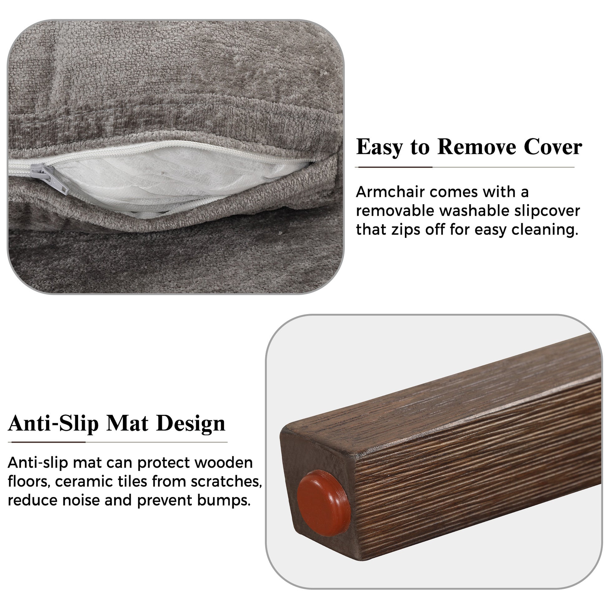 Kelly Mid-Century Modern Velvet Accent Armchair, Gray