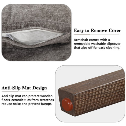 Kelly Mid-Century Modern Velvet Accent Armchair, Gray