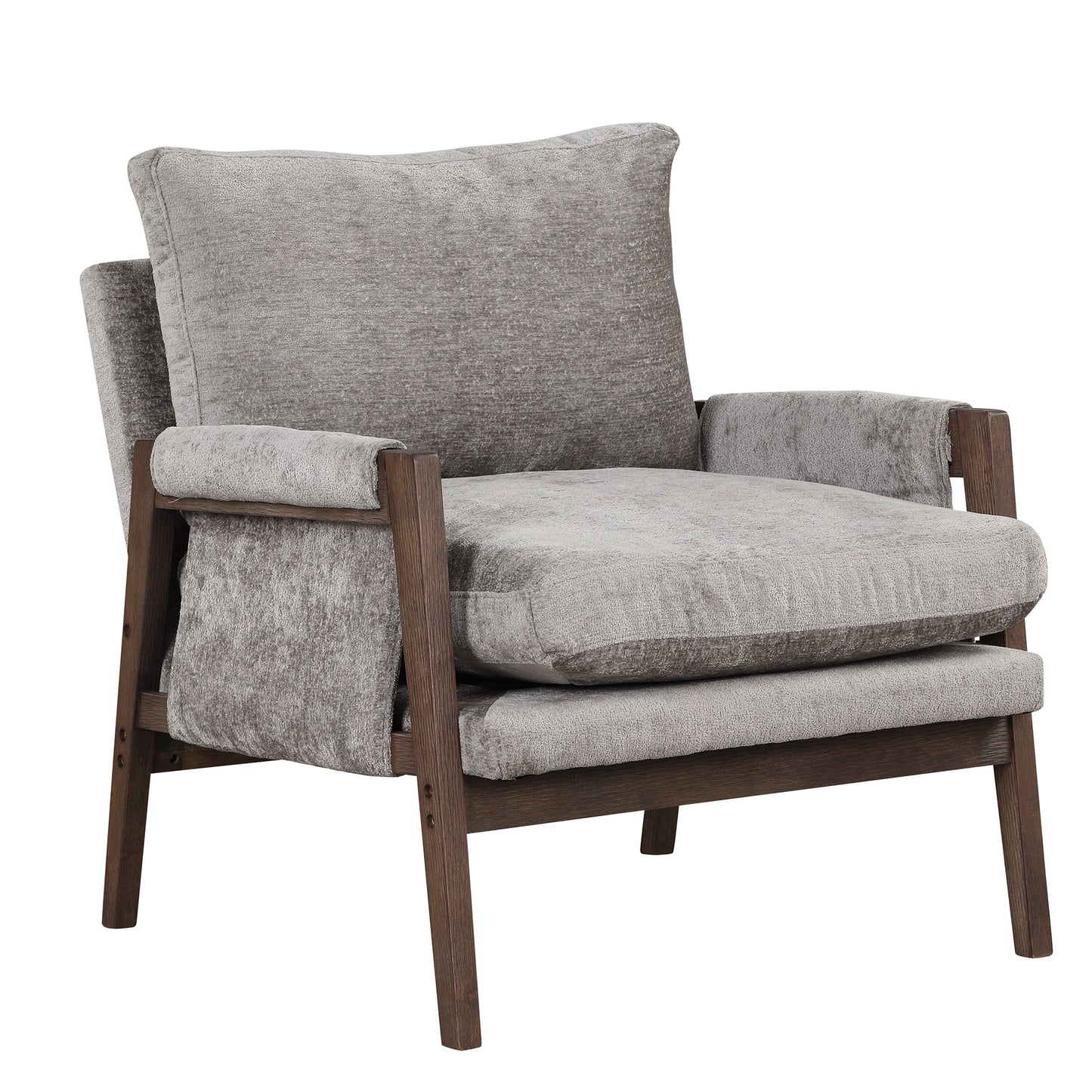 Kelly Mid-Century Modern Velvet Accent Armchair, Gray