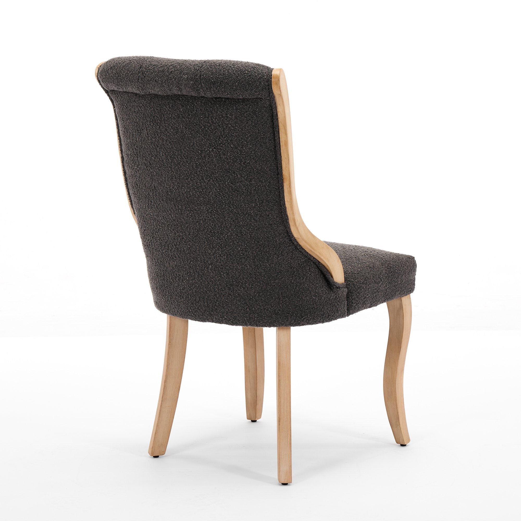 Snow Velvet Dining Chairs, Mid-Century Style with Curved Wood Trim & Sculpted Legs, Upholstered Comfort for Dining/Lounge, Accent Seating with Fluffy Fabric & Sturdy Wood, Set of 2, Gray