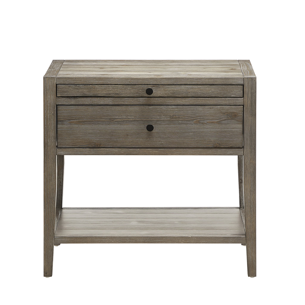 Sunveil 1-Drawer Nightstand - Weathered Gray Wood Finish with Modern Features