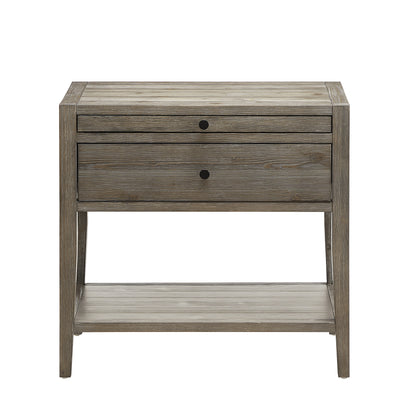 Sunveil 1-Drawer Nightstand - Weathered Gray Wood Finish with Modern Features