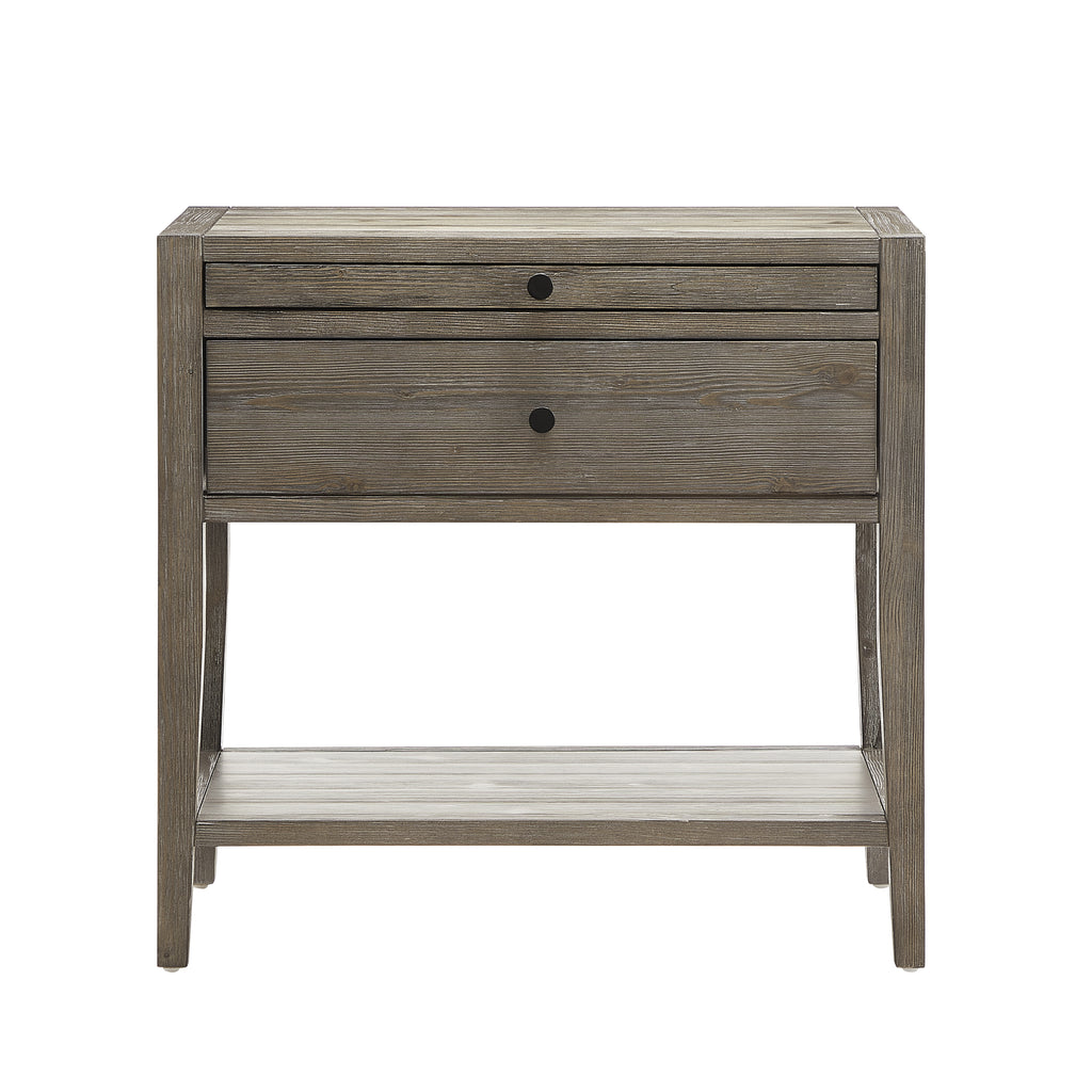 Sunveil 1-Drawer Nightstand - Weathered Gray Wood Finish with Modern Features