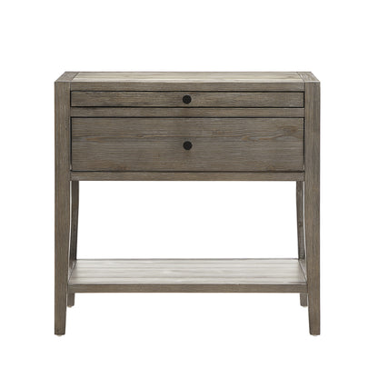 Sunveil 1-Drawer Nightstand - Weathered Gray Wood Finish with Modern Features