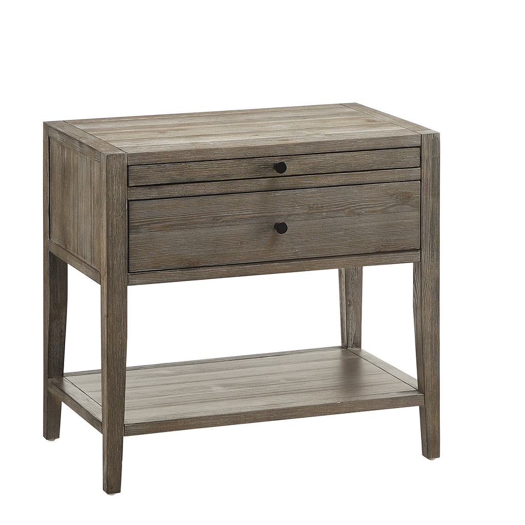 Sunveil 1-Drawer Nightstand - Weathered Gray Wood Finish with Modern Features