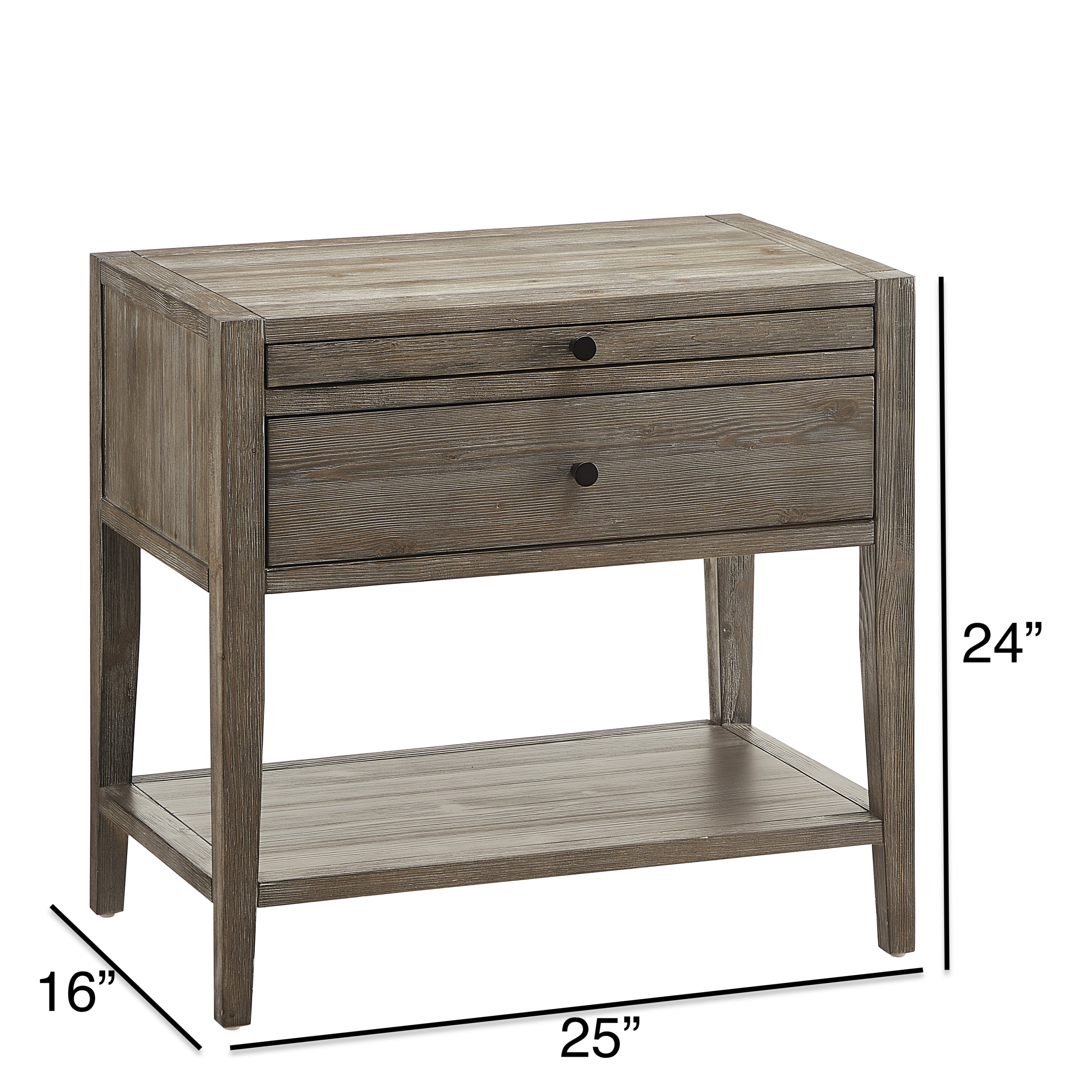 Sunveil 1-Drawer Nightstand - Weathered Gray Wood Finish with Modern Features