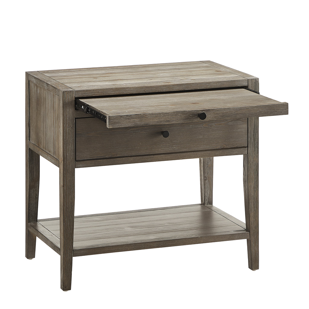 Sunveil 1-Drawer Nightstand - Weathered Gray Wood Finish with Modern Features