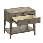 Sunveil 1-Drawer Nightstand - Weathered Gray Wood Finish with Modern Features