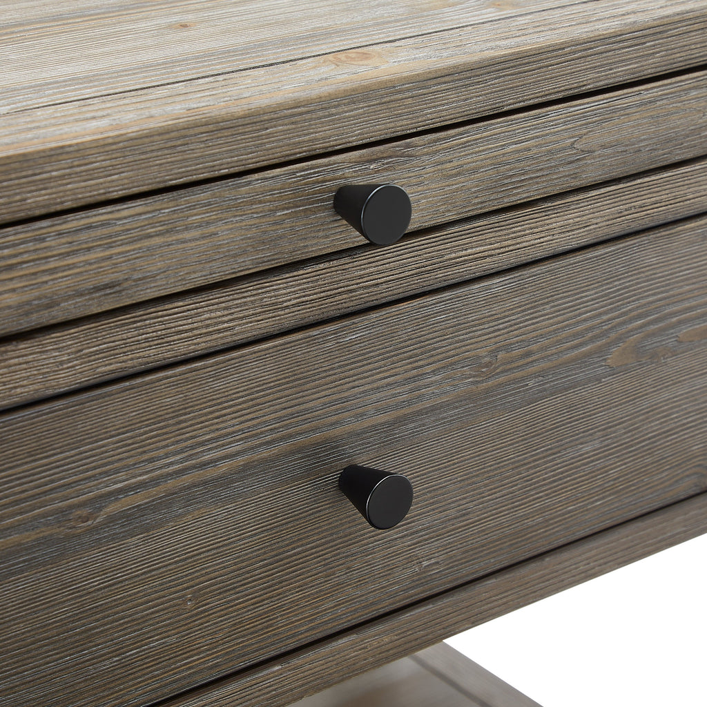 Sunveil 1-Drawer Nightstand - Weathered Gray Wood Finish with Modern Features