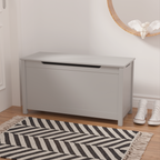 Kids Wooden Toy Box Storage with Safety Hinged Lid for Ages 3+ (Gray)