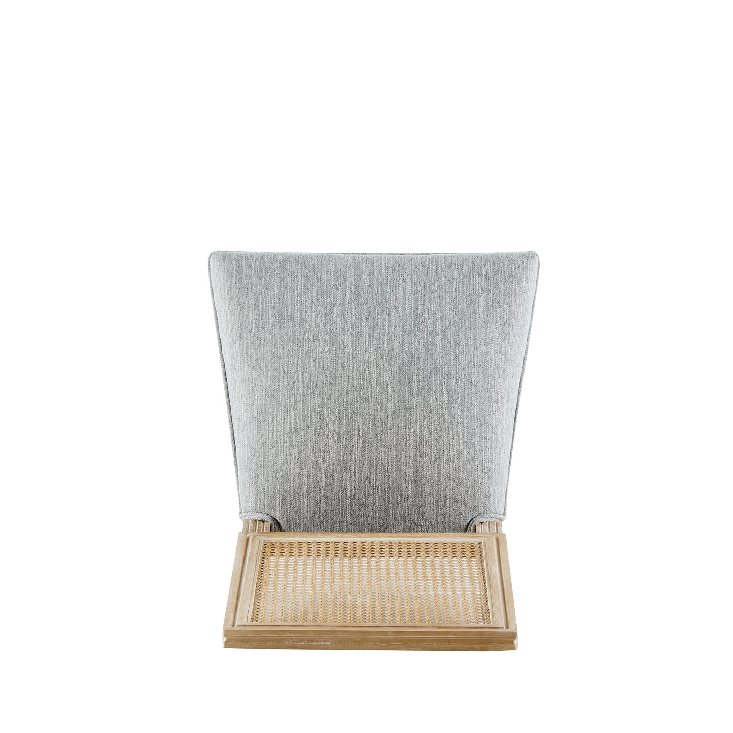 Rustic Weathered Finish French Country Dining Chairs Set - Elegant Cane Backrest & Upholstered Seats, Solid Rubberwood Frame, Grayish Green