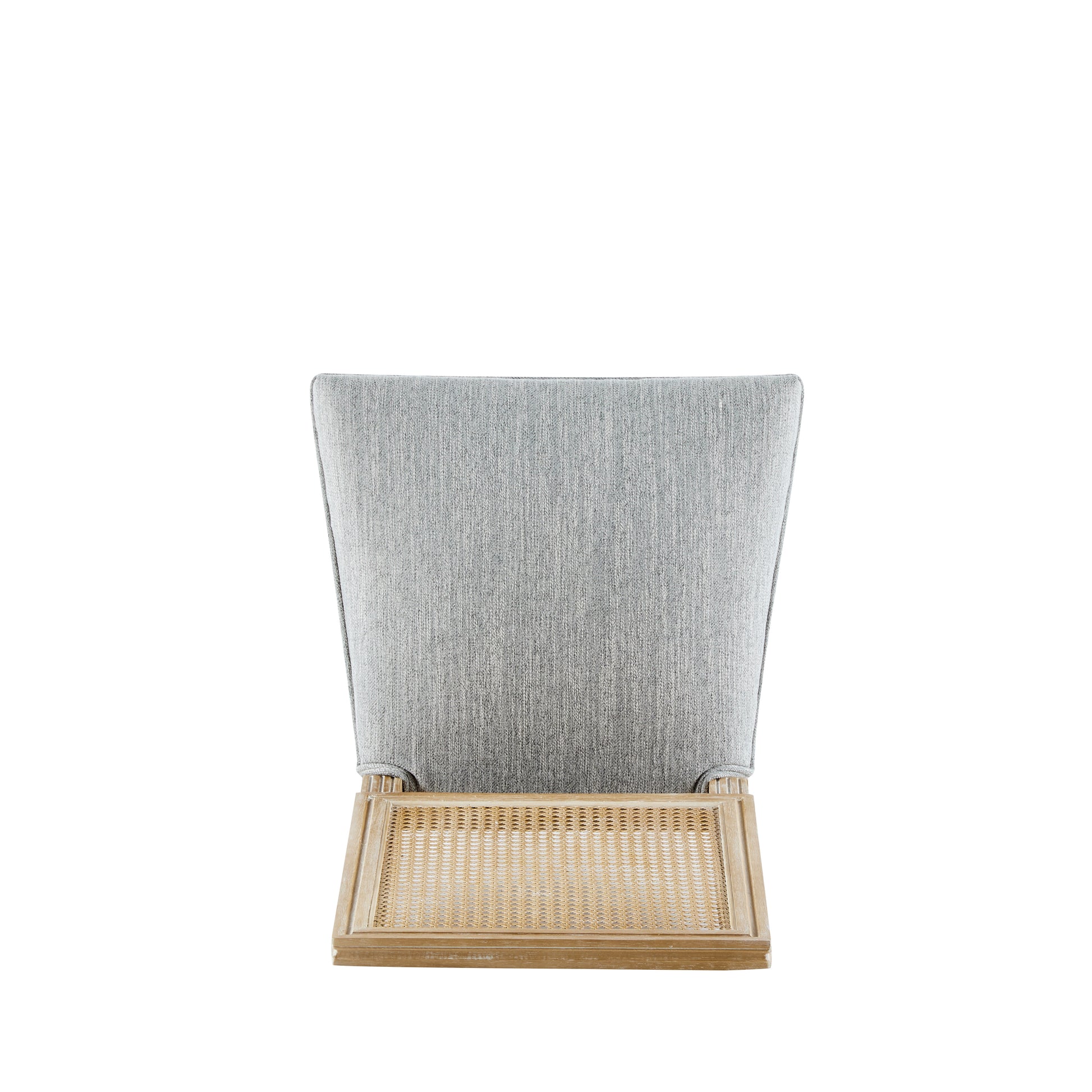 Rustic Weathered Finish French Country Dining Chairs Set - Elegant Cane Backrest & Upholstered Seats, Solid Rubberwood Frame, Grayish Green