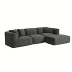 U_Style Luxury living room double-needle cut velvet sofa, 4-seater with pure sponge seat cushions and a detachable footstool, includes 3 throw pillows. Ideal for living rooms, apartments, and more.