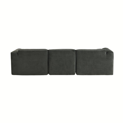 U_Style Luxury living room double-needle cut velvet sofa, 4-seater with pure sponge seat cushions and a detachable footstool, includes 3 throw pillows. Ideal for living rooms, apartments, and more.