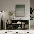 Sideboard Buffet Cabinet, 59'Green Accent Cabinet with 4 Doors, Mid Century Modern Pantry Cabinet, Wood Buffet Cabinet, Media Cabinet, Console Cabinet, Cabinet for Entryway, Living Room, Dining Room Sideboard