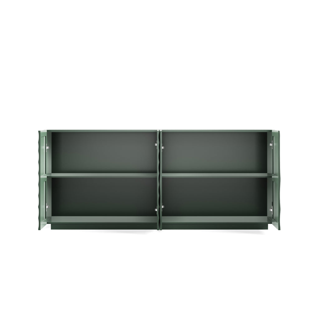 Sideboard Buffet Cabinet, 59'Green Accent Cabinet with 4 Doors, Mid Century Modern Pantry Cabinet, Wood Buffet Cabinet, Media Cabinet, Console Cabinet, Cabinet for Entryway, Living Room, Dining Room Sideboard