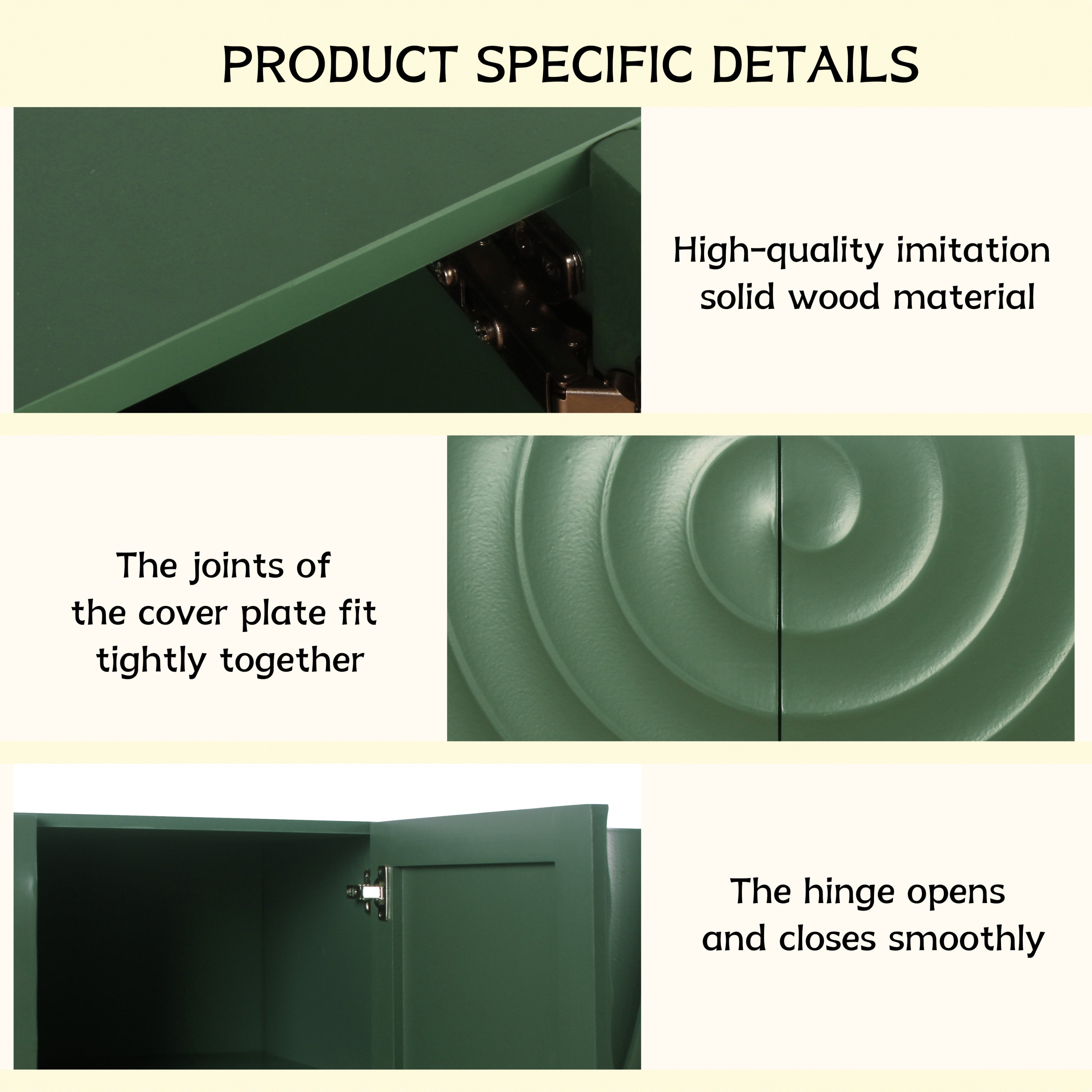 Sideboard Buffet Cabinet, 59'Green Accent Cabinet with 4 Doors, Mid Century Modern Pantry Cabinet, Wood Buffet Cabinet, Media Cabinet, Console Cabinet, Cabinet for Entryway, Living Room, Dining Room Sideboard