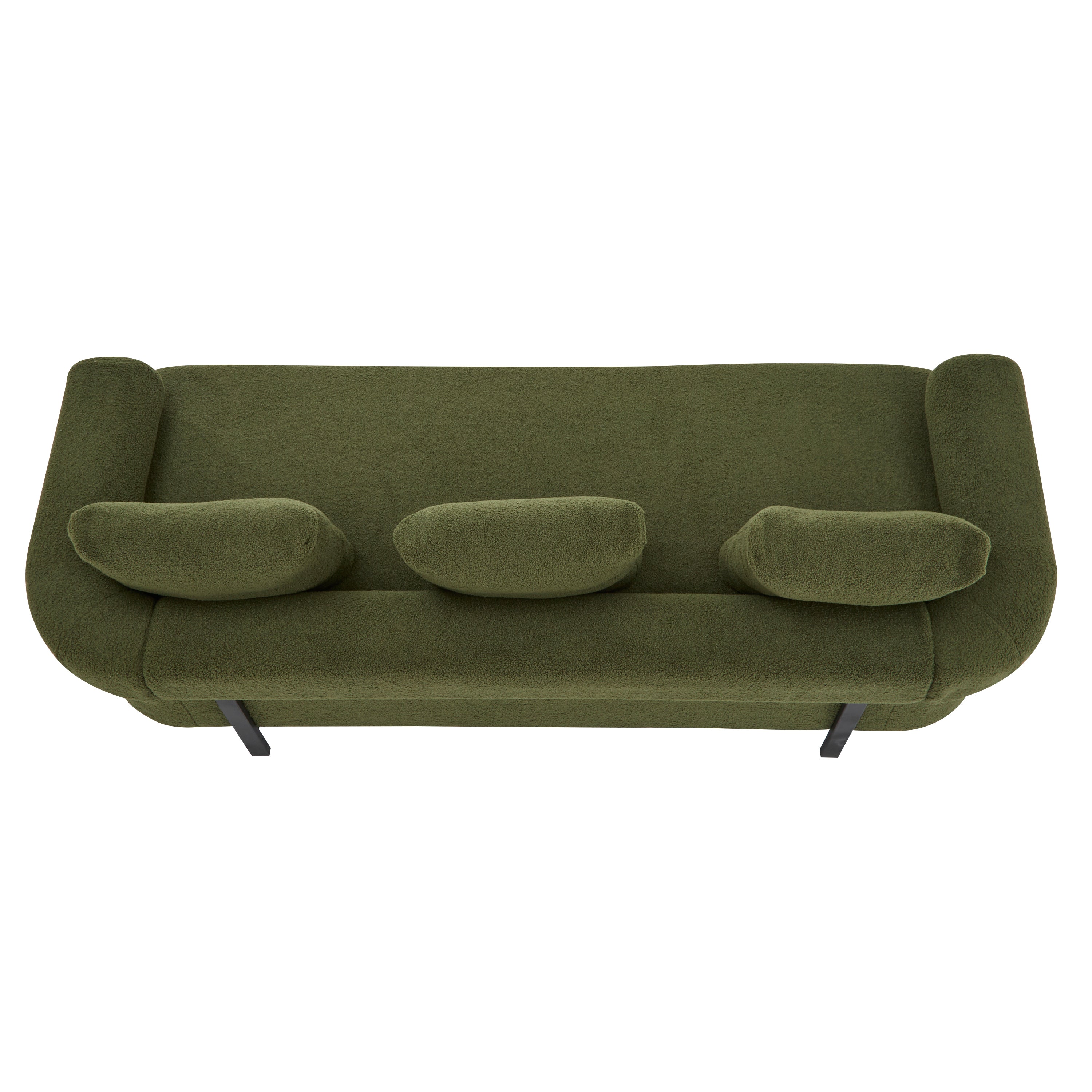 78' Modern 3-Seater Green Upholstered Sofa, Oversized Comfy Couch with 3 Plush Pillows for Living Room, Bedroom, Apartment