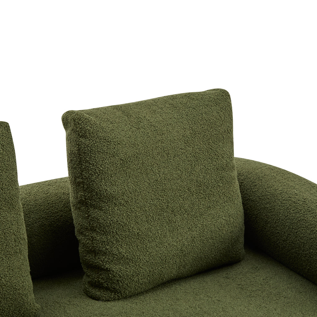 78' Modern 3-Seater Green Upholstered Sofa, Oversized Comfy Couch with 3 Plush Pillows for Living Room, Bedroom, Apartment