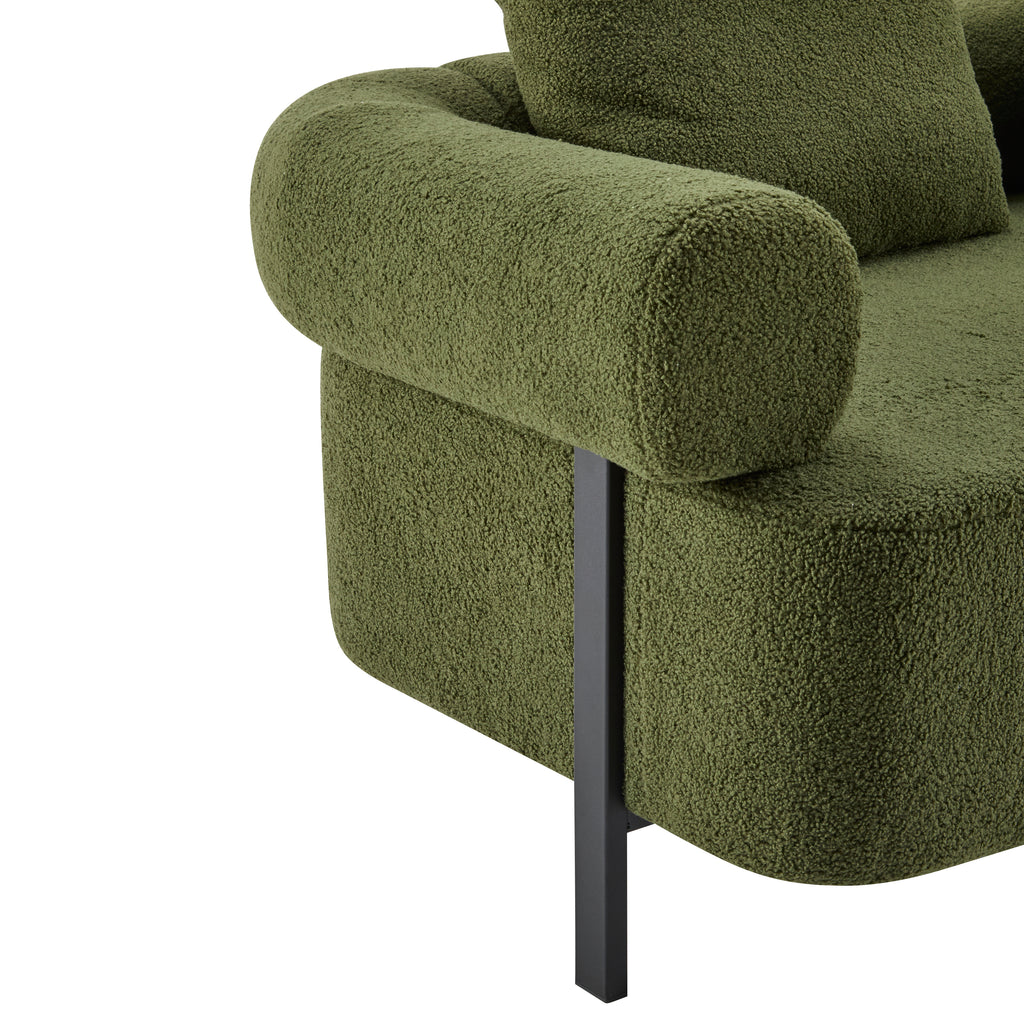 78' Modern 3-Seater Green Upholstered Sofa, Oversized Comfy Couch with 3 Plush Pillows for Living Room, Bedroom, Apartment