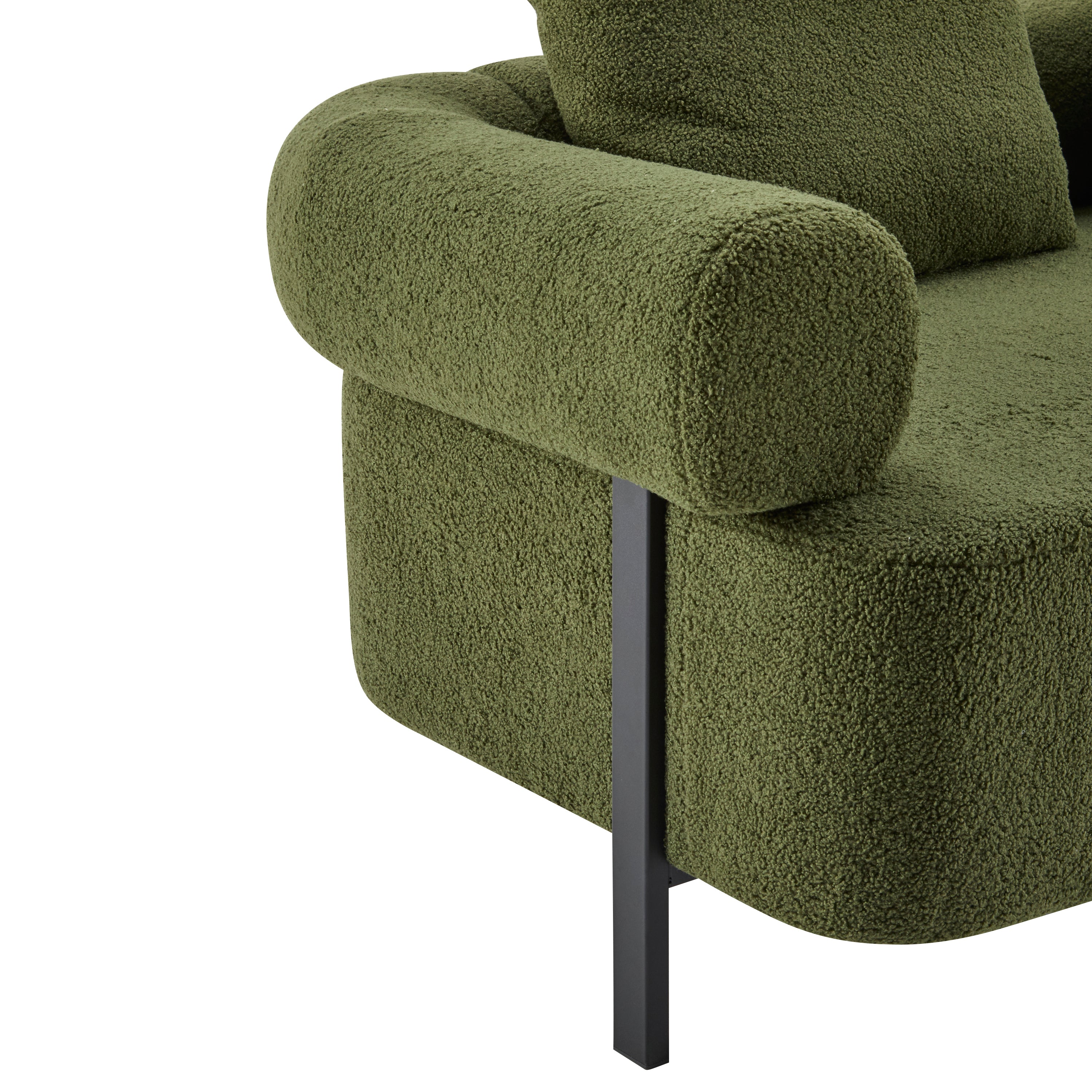 78' Modern 3-Seater Green Upholstered Sofa, Oversized Comfy Couch with 3 Plush Pillows for Living Room, Bedroom, Apartment