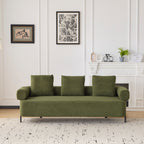 78' Modern 3-Seater Green Upholstered Sofa, Oversized Comfy Couch with 3 Plush Pillows for Living Room, Bedroom, Apartment