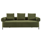 78' Modern 3-Seater Green Upholstered Sofa, Oversized Comfy Couch with 3 Plush Pillows for Living Room, Bedroom, Apartment