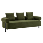 78' Modern 3-Seater Green Upholstered Sofa, Oversized Comfy Couch with 3 Plush Pillows for Living Room, Bedroom, Apartment