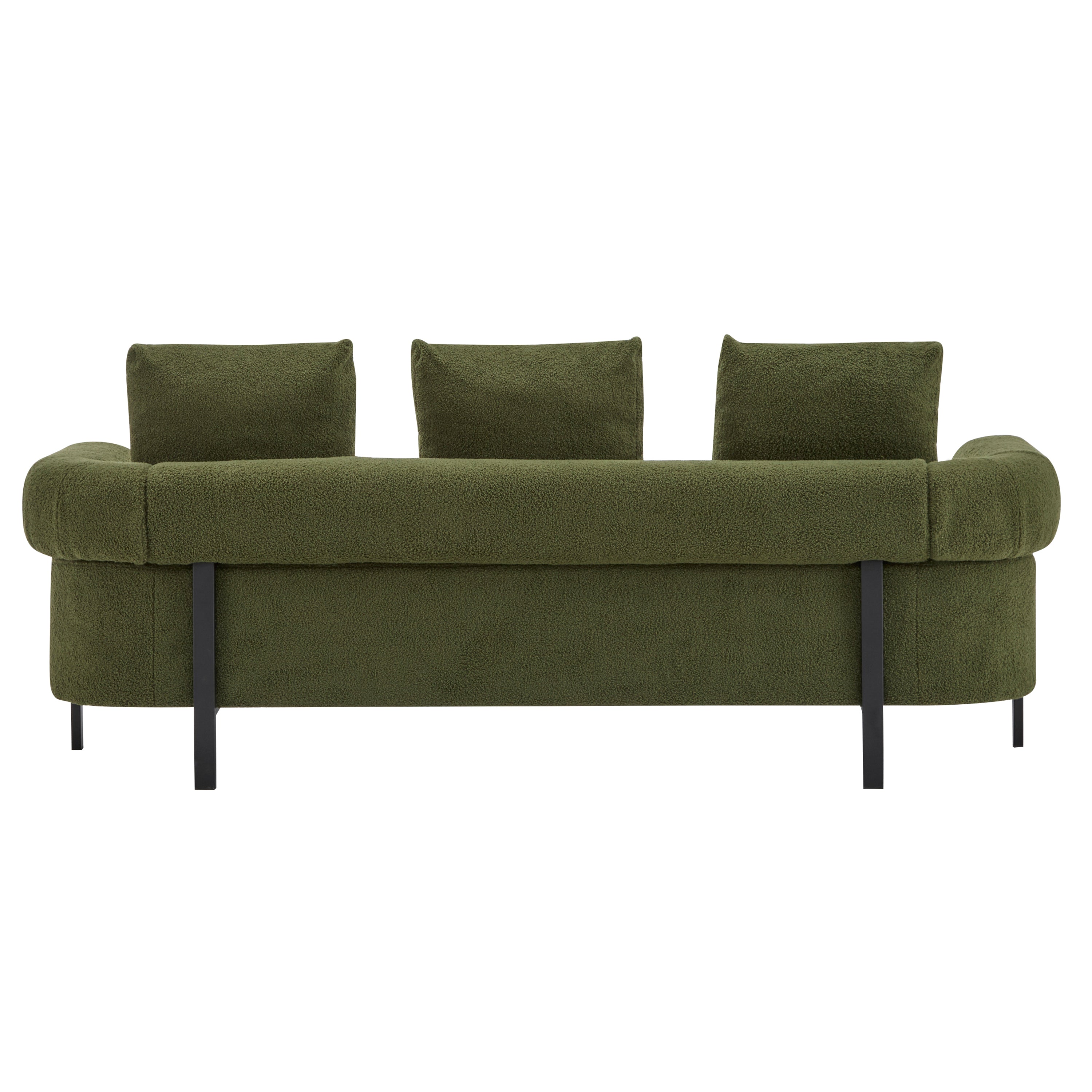 78' Modern 3-Seater Green Upholstered Sofa, Oversized Comfy Couch with 3 Plush Pillows for Living Room, Bedroom, Apartment