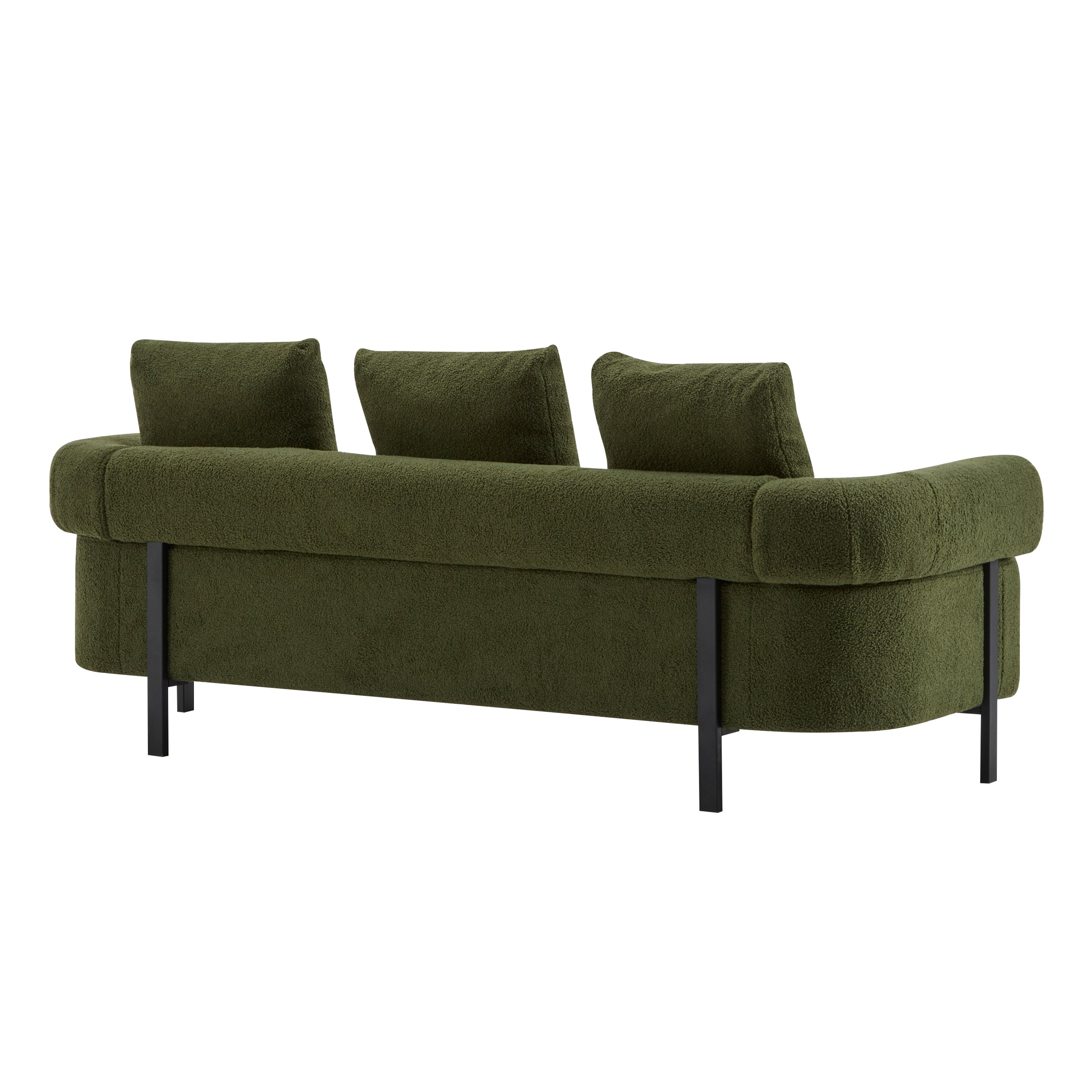 78' Modern 3-Seater Green Upholstered Sofa, Oversized Comfy Couch with 3 Plush Pillows for Living Room, Bedroom, Apartment