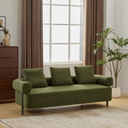 78' Modern 3-Seater Green Upholstered Sofa, Oversized Comfy Couch with 3 Plush Pillows for Living Room, Bedroom, Apartment