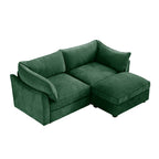 2 Seater Sofa With Footrest , 2-Seat Sofa with 1 Movable Ottoman, Pull out Storage Drawer Under Each Seat,Chenille Green