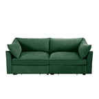 2 Seater Sofa With Pull out Storage Drawers Under Each Seat, Crescent-shaped Armrests And Wraparound , Suitable for Small Living Rooms, Chenille Green