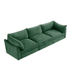 3 Seater Sofa With Storage Pull out Drawers Under Each Seat, ,3 - Seat Large Wide And Deep Seat Sofa with Excellent Storage Space, Suitable for Big Living Rooms, Chenille Green