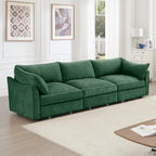 3 Seater Sofa With Storage Pull out Drawers Under Each Seat, ,3 - Seat Large Wide And Deep Seat Sofa with Excellent Storage Space, Suitable for Big Living Rooms, Chenille Green