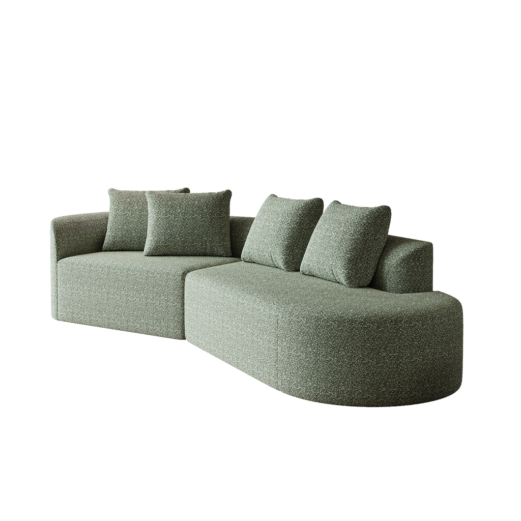 Modern Upholstered Oversized Sectional Sofa, 112-Inch Chenille 4-Seater Extra Deep & Wide Seat Curved Cloud Couch with 4 Throw Pillows, Free Combination Sofa Couch for Living Room,Bedroom