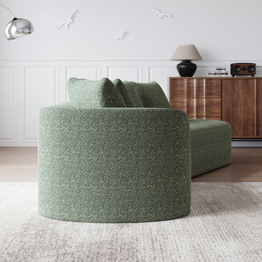 Modern Upholstered Oversized Sectional Sofa, 112-Inch Chenille 4-Seater Extra Deep & Wide Seat Curved Cloud Couch with 4 Throw Pillows, Free Combination Sofa Couch for Living Room,Bedroom