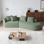 Modern Upholstered Oversized Sectional Sofa, 112-Inch Chenille 4-Seater Extra Deep & Wide Seat Curved Cloud Couch with 4 Throw Pillows, Free Combination Sofa Couch for Living Room,Bedroom