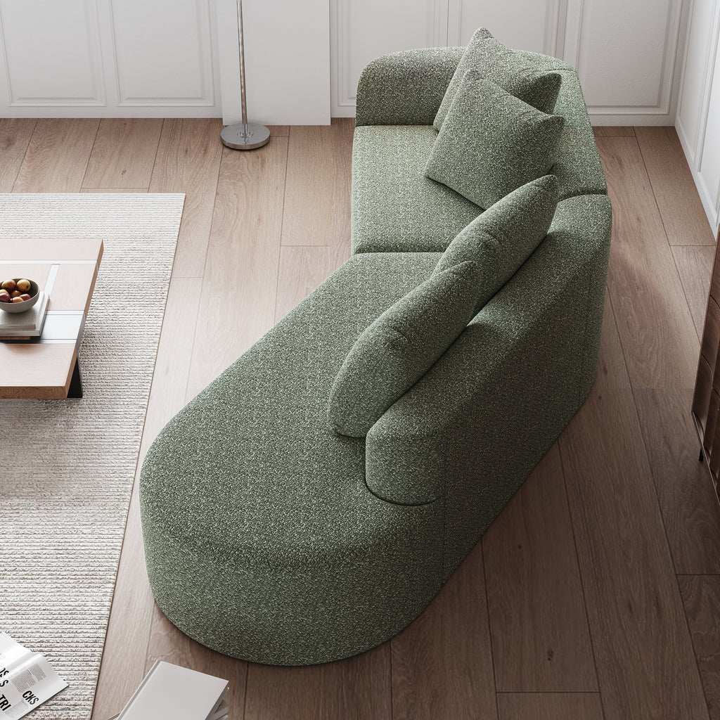 Modern Upholstered Oversized Sectional Sofa, 112-Inch Chenille 4-Seater Extra Deep & Wide Seat Curved Cloud Couch with 4 Throw Pillows, Free Combination Sofa Couch for Living Room,Bedroom