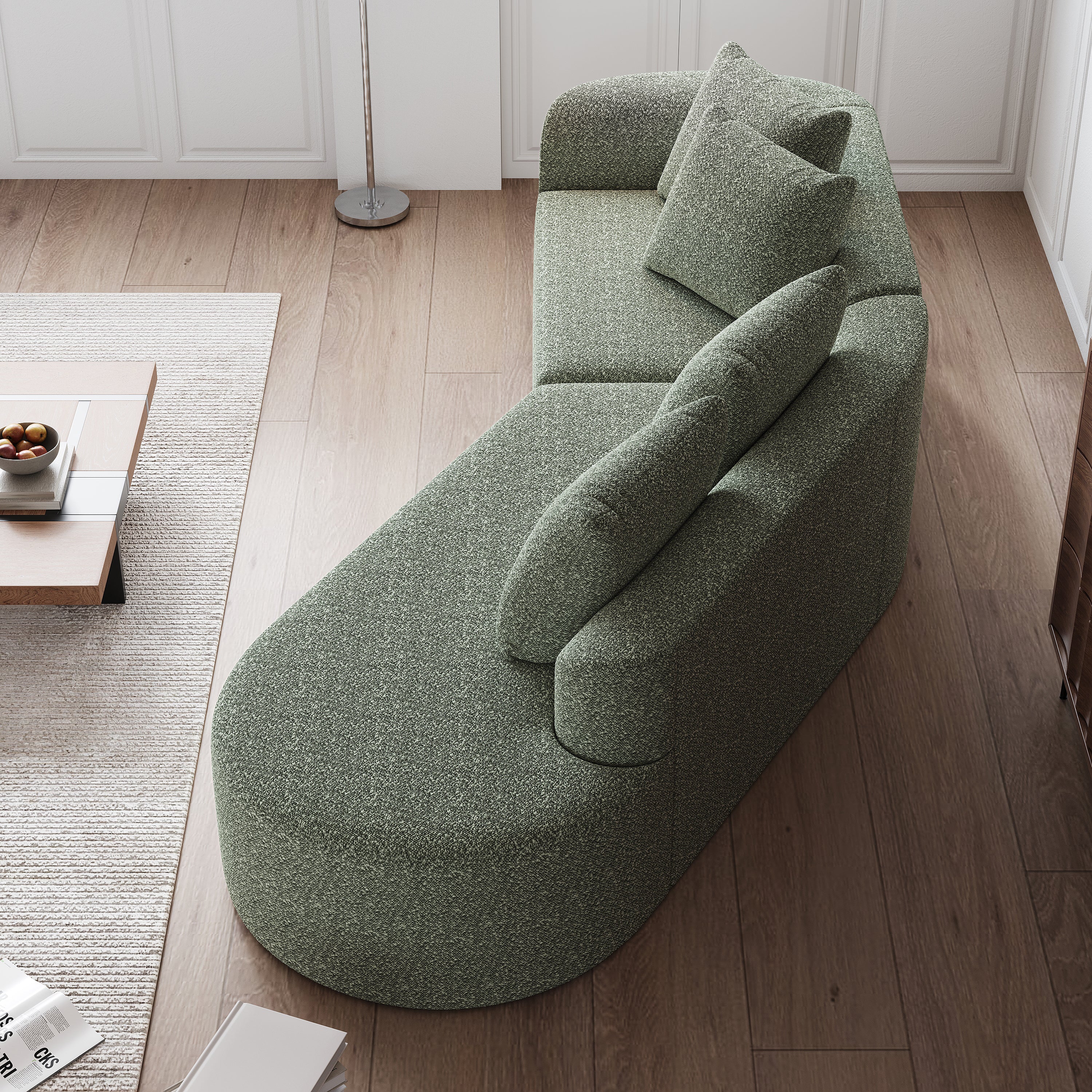 Modern Upholstered Oversized Sectional Sofa, 112-Inch Chenille 4-Seater Extra Deep & Wide Seat Curved Cloud Couch with 4 Throw Pillows, Free Combination Sofa Couch for Living Room,Bedroom