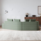 Modern Upholstered Oversized Sectional Sofa, 112-Inch Chenille 4-Seater Extra Deep & Wide Seat Curved Cloud Couch with 4 Throw Pillows, Free Combination Sofa Couch for Living Room,Bedroom