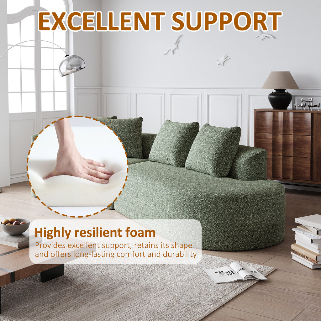 Modern Upholstered Oversized Sectional Sofa, 112-Inch Chenille 4-Seater Extra Deep & Wide Seat Curved Cloud Couch with 4 Throw Pillows, Free Combination Sofa Couch for Living Room,Bedroom